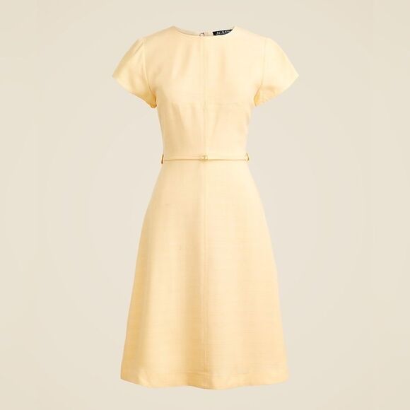 J Crew Tall Mathilde Cap Sleeve Dress in Luster Canvas Sz 10T in Sweet Meringue - Picture 6 of 9